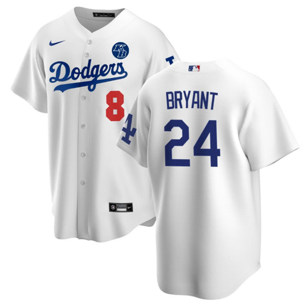Men's Los Angeles Dodgers Front #8 Back #24 Kobe Bryant White 2020 ...